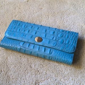 Brahmin aqua/turquoise croc wallet/clutch NWOT
